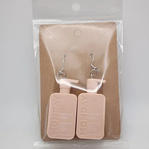 Mini-Brands "Monday Shampoo & Conditioner Stainless Steel Fishhook Earrings - Picture 1 of 3